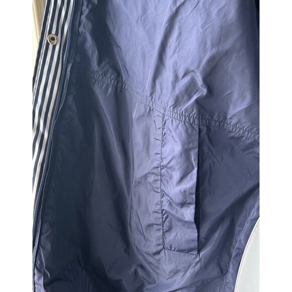 'S MaxMara Trench Rain Coat Reversible Women's Size 6 Nautical Navy Chic Striped - Picture 11 of 16